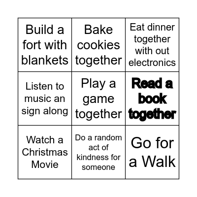 Family Bingo Card