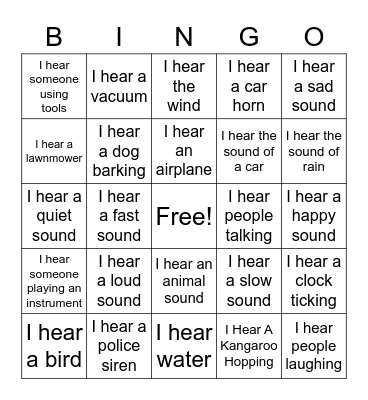 Sound Bingo Card