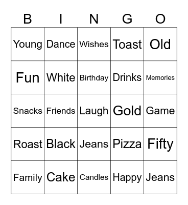 Raju's 50th Bingo Card
