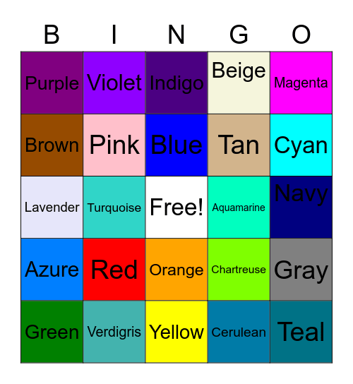 Color Bingo I Bingo Card