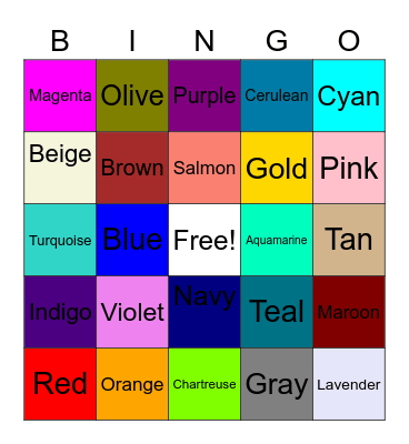 Color Bingo I Bingo Card