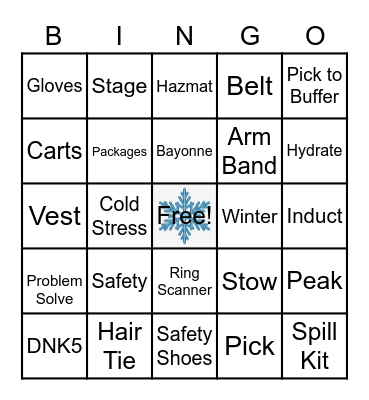 Winter Wonderland Safety Bingo Card