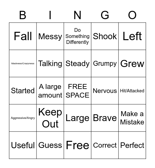 Context Clues Bingo Card