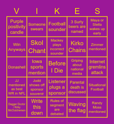 Purple Daily Bingo Card