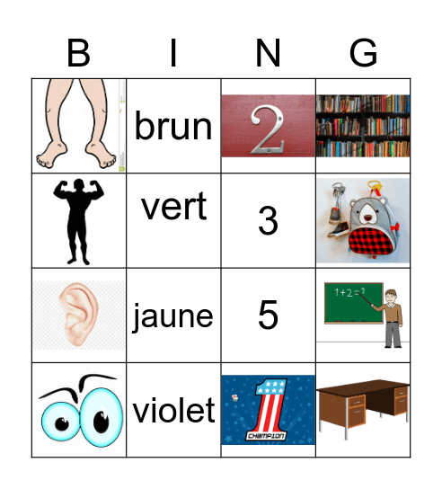 Vocabulary Review: Grade 1 September to November Bingo Card