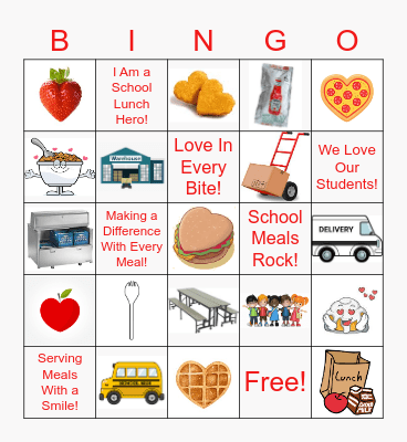 We LOVE Serving School Meals Bingo Card