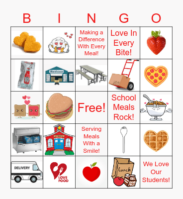 We LOVE Serving School Meals Bingo Card