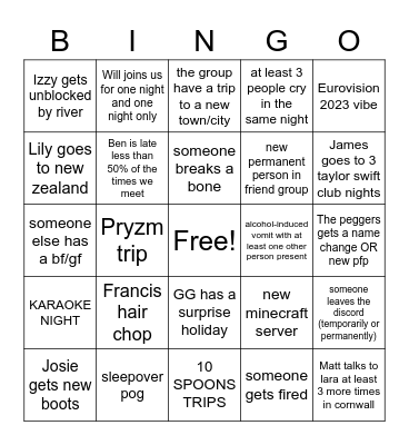 2023 Group Bingo Card