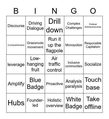 Jargon Bingo Card
