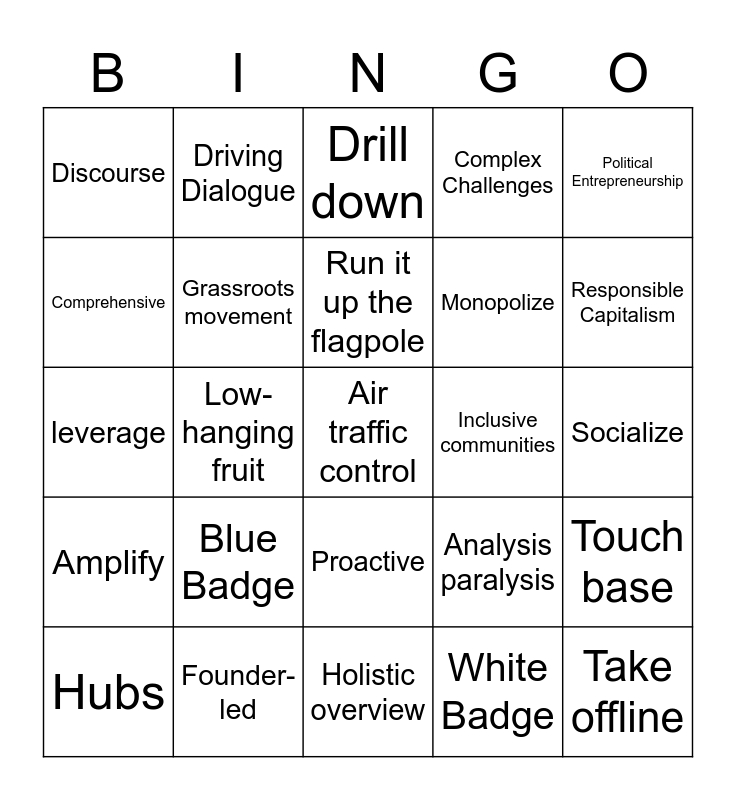 Jargon Bingo Card