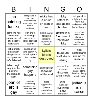 night at teh museum 4 bengo :) <3 <3~*~*~*~*~ Bingo Card