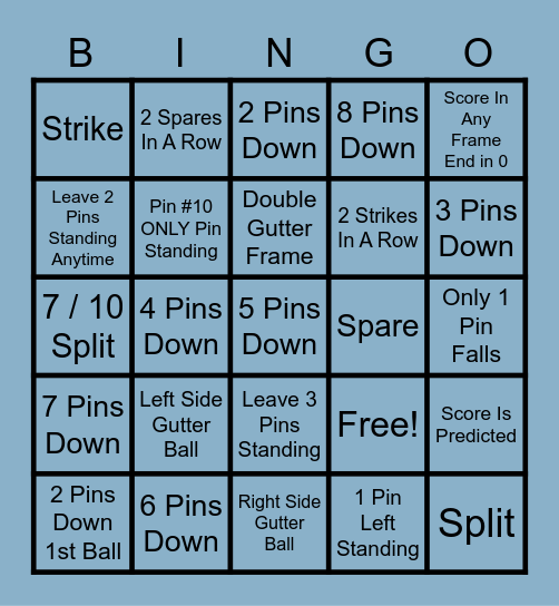 Gils Christmas Bingo Bowling Bingo Card