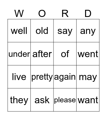 Sight Words Levels 11 & 12 Bingo Card