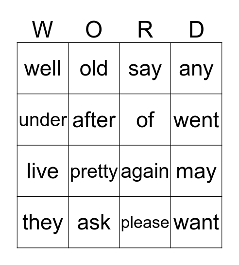 Sight Words Levels 11 & 12 Bingo Card