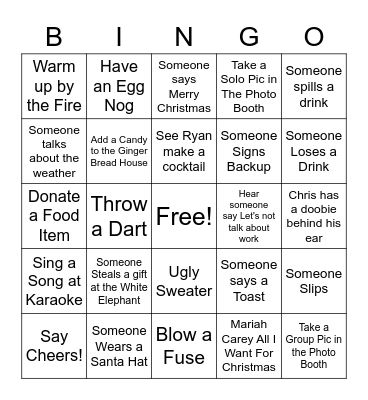 Number Holiday Party Bingo Card