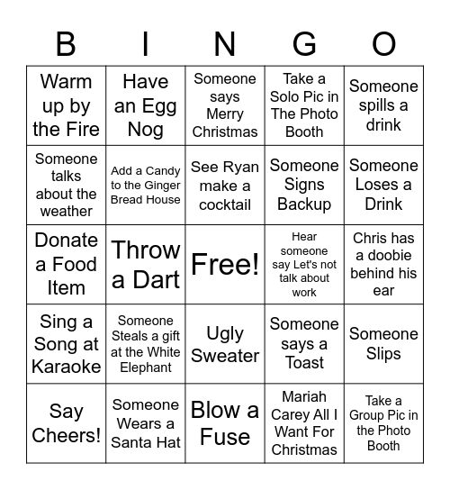 Number Holiday Party Bingo Card