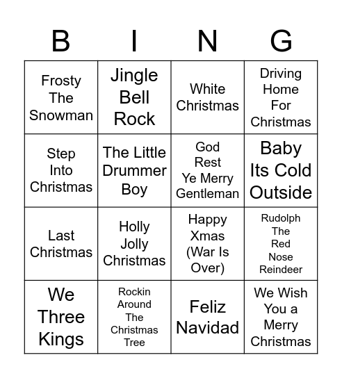 MUSIC CRIMBO Bingo Card