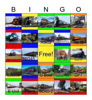 Locomotives of Wisconsin Bingo Card