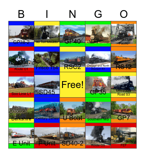 Locomotives of Wisconsin Bingo Card