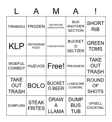 NATIONAL LLAMA DAY Bingo Card