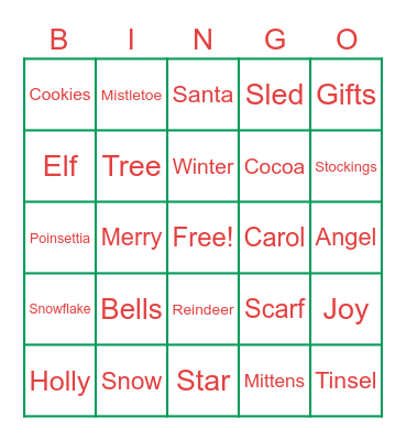 Christmas Bingo Card