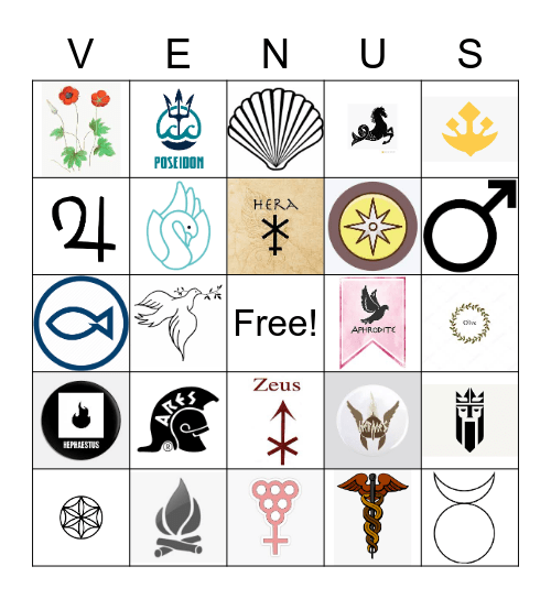 Greek Gods and Goddesses Bingo Card