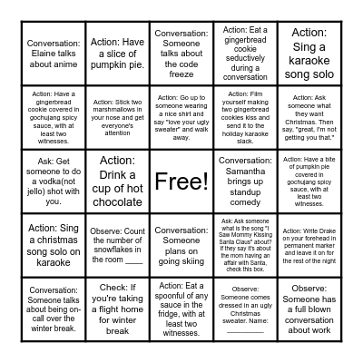 Holiday BINGO Card