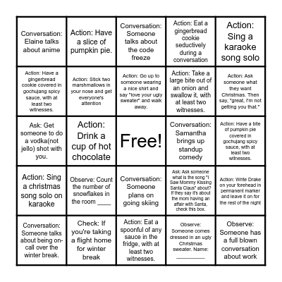 Holiday BINGO Card