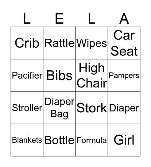 Princess Lela Bingo Card