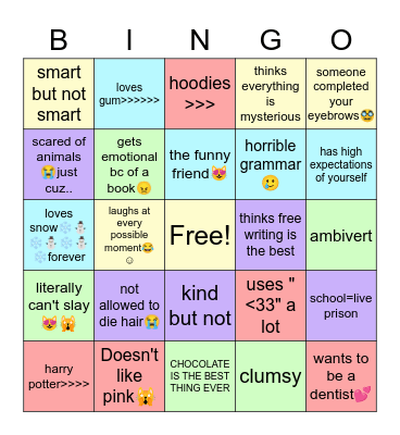 How alike are we Bingo Card