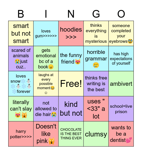 How alike are we Bingo Card