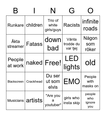 ome.tv bingo Card