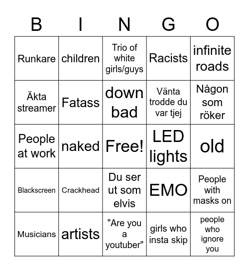 ome.tv bingo Card