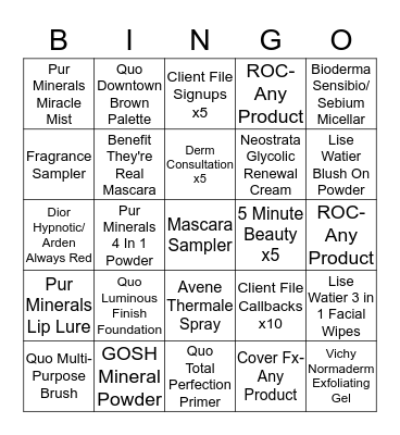 SHOPPERS #2218 BEAUTY BINGO Card