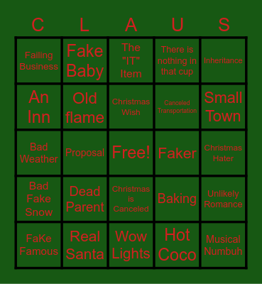 JOHNNY AND LAUREN'S CHRISTMAS MOVIE BINGO Card