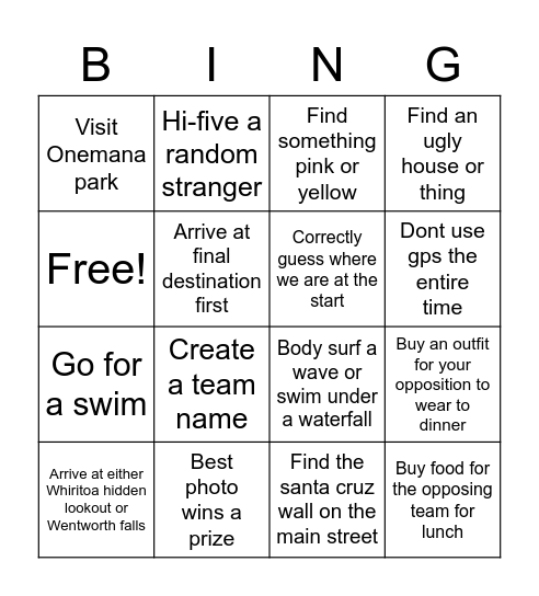 Stuck In the Middle of Nowhere Bingo Card