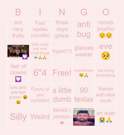 poeace jkinny Bingo Card