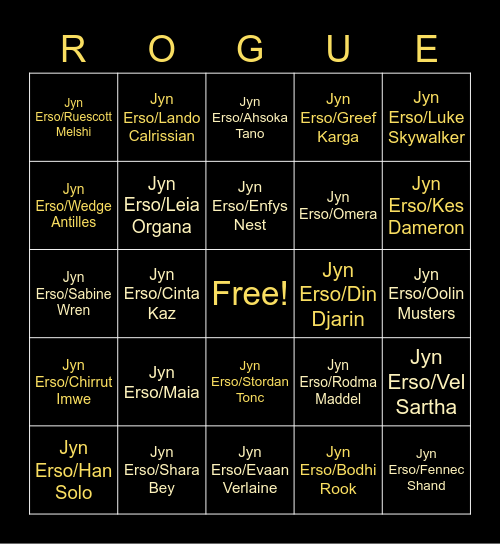 Jyn Erso Ship Bingo (Expanded) Bingo Card