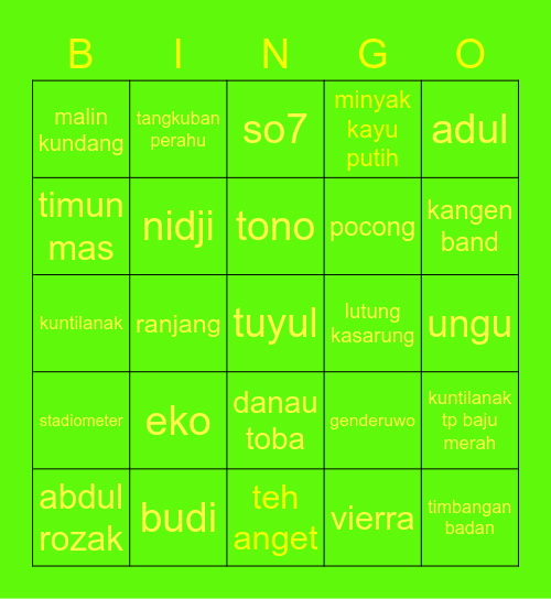 ming Bingo Card