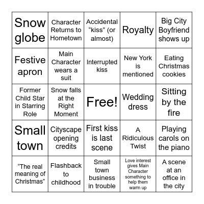 Cheeeesy Christmas Movie Bingo Card