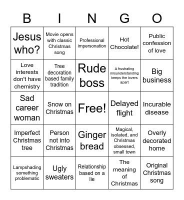 Christmas Movie Bingo Card