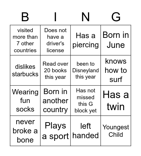 Find someone who... Bingo Card