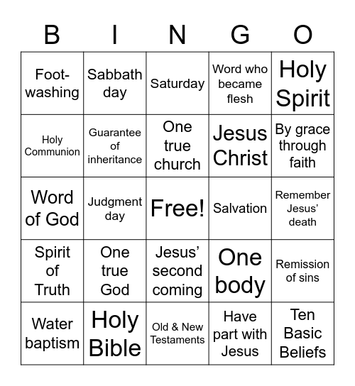 Ten Basic Beliefs Bingo Card