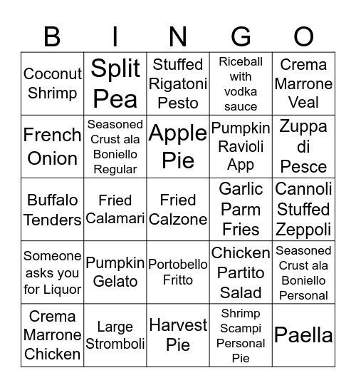 _________ Night Bingo Card