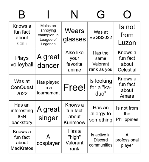 Untitled Bingo Card