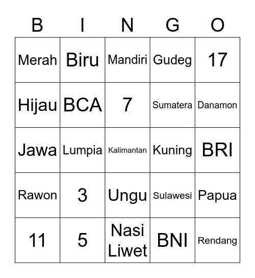 Bingo Salwa Bingo Card
