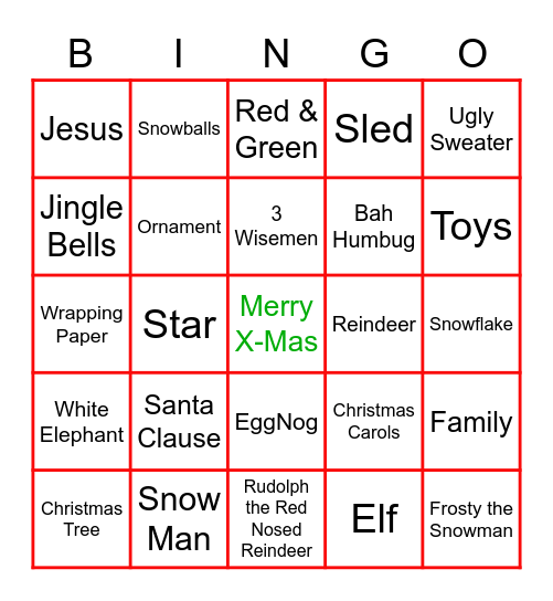 Christmas Bingo Card