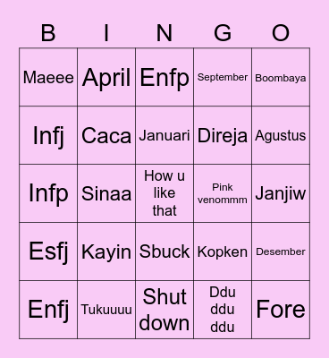 Mosabieee Bingo Card