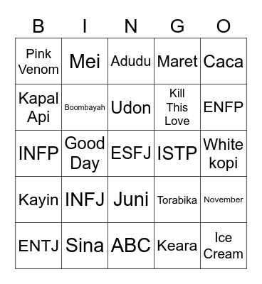 Punya Sina Bingo Card