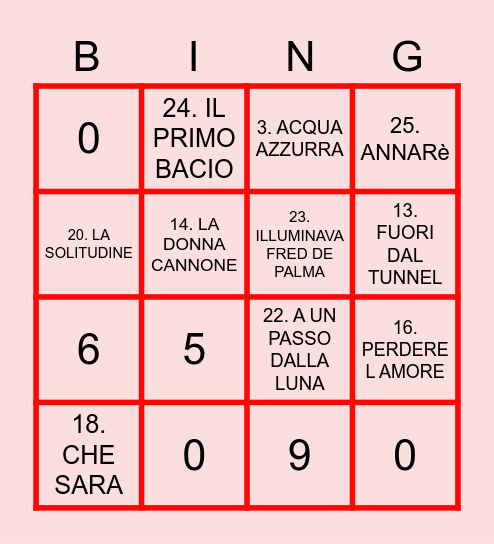 BINGO MUSICALE Bingo Card